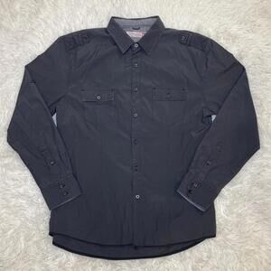Sovereign Code Mens XL Button-Up Shirt In Dark Gray 2-Front Pocket Epaulet